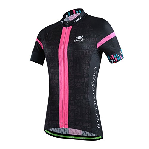 GWELL Damen Radtrikot Set Blumen Fahrradbekleidung Trikot Kurzarm + Radhose mit 3D Sitzpolster - 2