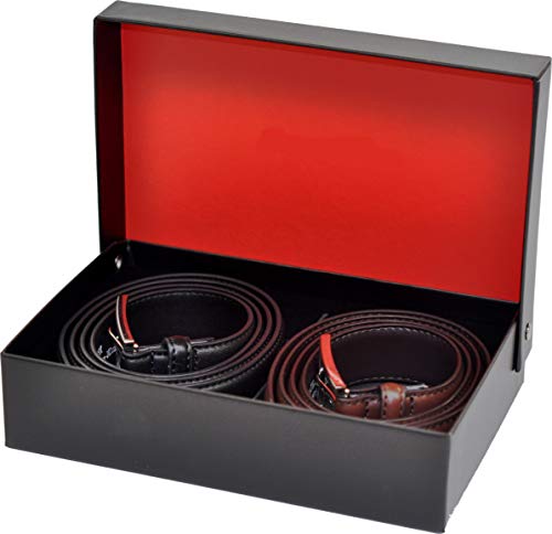 Ashford Ridge Hombres 30mm cinturones de cuero marrón y negro Set de Regalo (cintura tamaños 140cm - 150cm)