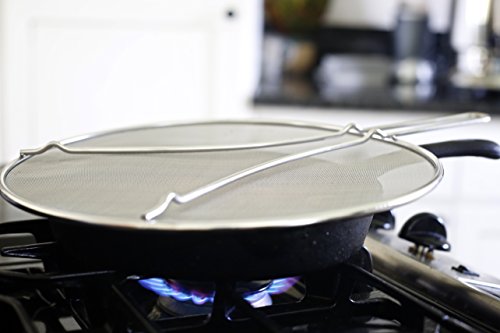 Extrem engmaschiges Spritzschutzsieb aus Edelstahl mit Standfüßen von LiveFresh – Ein erstklassiger Fettschutz, der auf jeden Topf oder jede Pfanne passt und Spritzen verhindert, 33 cm Durchmesser - 6