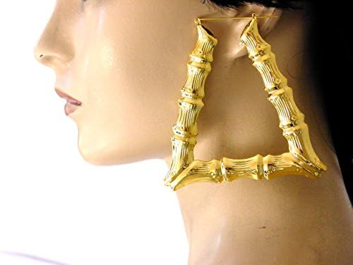 Lapeach Fashions Brand New Triangle Bamboo Hoop Earing Fashionable Trendy Sexy Look Hoop Earing (Gold)
