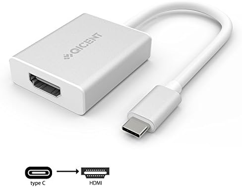 QICENT Thunderbolt 3 to HDMI Aluminum 4k Adapter Type C to HDMI Female For New MacBook, Dell-Silver