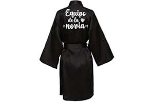 JPHCHSC Bata Novia Kimono Mujer Vestir Corto de Satén, Bata Seda Mujer de Cuello en V, Batas Novia y Dama de Honor 33