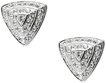 Silver Plated Crystal Retro Triangle Pyramid Clip on Earrings