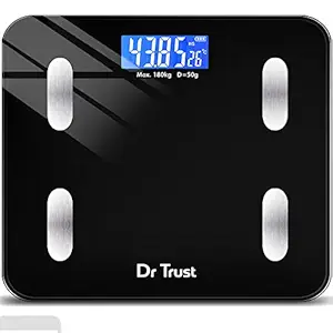 Dr Trust Digital Smart Electronic Rechargeable Bluetooth Fitness Body Composition Monitor Fat Analyzer Weight Machine and Weighing Scale-509 (Black)