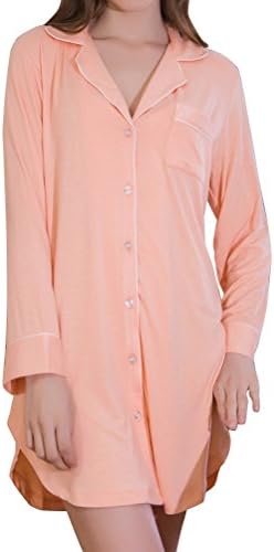 BIUBIONG Women's Modal Nightgown Retro Turndown Collar Boyfriend Pijama Shirt Spring Tracksuit, 6 Colores