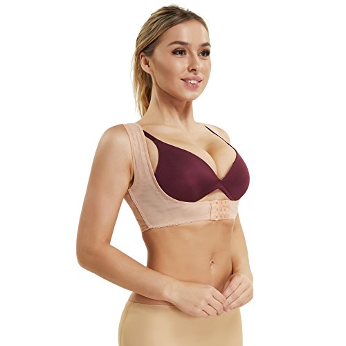 Joyshaper Corrector de Postura para Mujer Chaleco de Correas en X Sujetador Pecho Prevenir y Corregir Joroba Cinturon Soporte (Beige, X-Large)