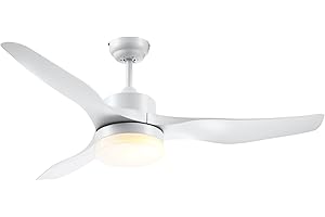 HOMCOM Ventilatore da Soffitto con Luce LED Regolabile in 3 Modalità e Telecomando Incluso, 6 Velocità, per Interni, Φ132x40 cm, Bianco