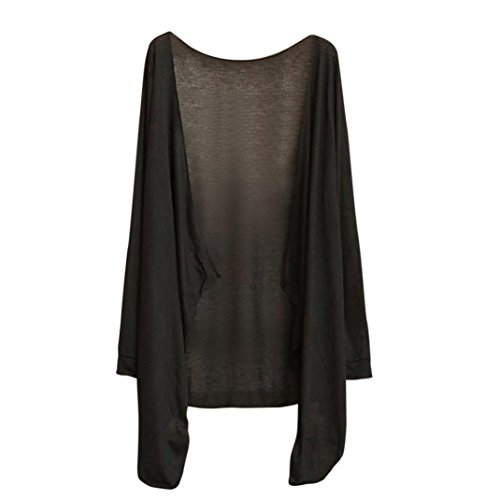 Preisvergleich Produktbild Riou Sonnenschutz Frauen Transparente langärmelige Dünne Klimaanlage Strickjacke im Langen Abschnitt Sonnenschutz Shirt Schal Kleinen Mantel Lange (Freie Größe) (Freie Größe, Schwarz)