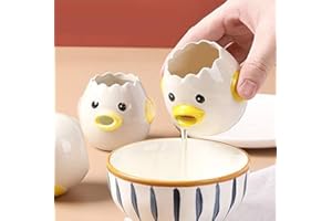VSREI Separador de Huevos de Gallina, Filtro Separador de Cerámica para Huevos de Gallina, Lindo Separador de Huevos para Cocina, Panadería, Camping -Amarillo