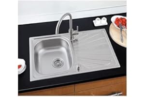 BUTUN Évier Cuisine 1 Bac, Évier encastrable en Acier Inoxydable, evier inox Lavabo+Kit de Vidage, Évier Inoxydable pour Cuisines et Salles de Bain avec Crépine. (90 * 50 * 15cm)