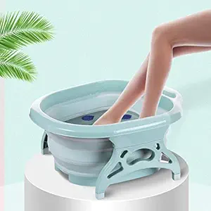 AZOD Roller Folding Portable Travel Bubbling Wheel Foot Massage Tub/Bucket/Wash Basin/Feet Spa for Pedicure, Relieve Stress