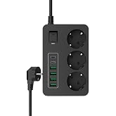 SMAYLİNG &Ccedil;oklu Priz 3 AC Soket + 5 USB (2 USB-C, 3 USB-A) - 2 Metre Kablo, &Ccedil;ocuk Korumalı, 3000W G&uuml;&ccedil;, Isıya Dayanıklı, Anahta