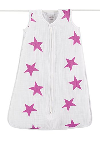 aden + anais leichter Baby Schlafsack für den Sommer Gr. M-XL, twinkle pink classic aus Baumwollmusselin