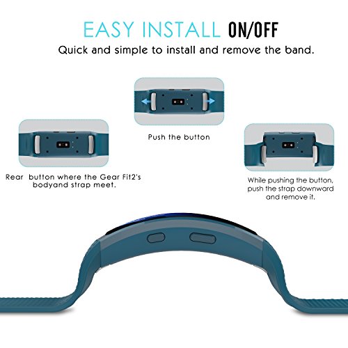 MoKo Samsung Gear Fit2 Correa  Fit 2 Pro Pulsera Deportiva Silicona Suave Reemplazo Sport Band para Samsung Gear Fit 2 SM-R360 Smart Watch  Azul Oficial  3 Piezas de Bandas incluido para 2 Longitudes 