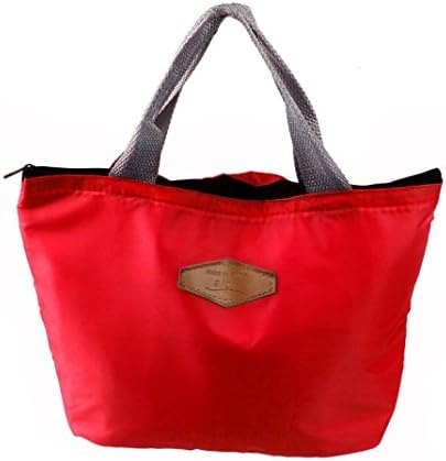 Clearance Bestoppen Lunch Bag,Cute Solid Color Portable Waterproof Thermal Insulated Lunch Box Bag Fashion Tote Cooler Zip Bag Bento Storage Bag Picnic Bag Lunch Pouch Container (22*10*18cm, Red)