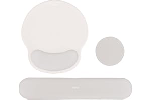 MOSISO Repose-Poignet Souris & Clavier, Courbe Circulaire Érgonomique Base Antidérapante Soulagement Douleur, Tissu Doux & Mousse à Mémoire Surélevée pour Bureau/Maison Facile à Taper,Gris Roche