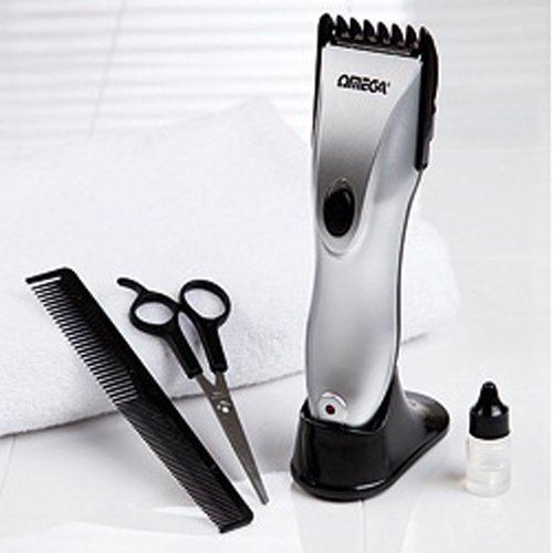 Omega 20705 Mens Cordless Rechargeable Hair Clipper Trimmer Mains Powered Silver