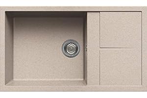 Elleci Lavello Incasso Unico 410 1 Vasca con gocciolatoio 86x50 Granitek (51 Avena)