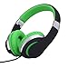 Price comparison product image RockPapa Folding Adjustable Stereo Portable Wired Headphones with In-Line Microphone, Over Ear Kids Childrens Adults Headsets for CD DVD Player Surface Tablets iPad iPod MP3 MP4 TV Black Green