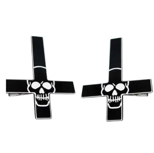 Preisvergleich Produktbild Kreepsville Haarklemmen INVERTED SKULL black