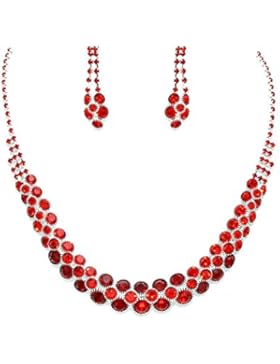 Schmuckanthony Abendschmuck Ball Hochzeit Schmuck Schmuckset Set Kette Ohrringe Kristall Rot Red Rouge