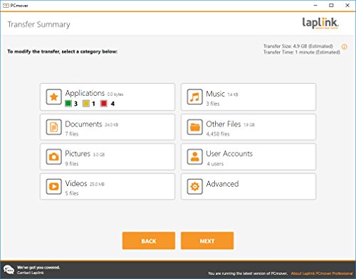 Laplink PCmover Professional 11 con High Speed Cable  1 Uso  -   La forma m  s f  cil de transferir su informaci  n a una nueva PC 