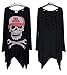 Arrowhunt Women's Skull Cut Out Back Tops Long Sleeve High Low Hem Cool T Shirts