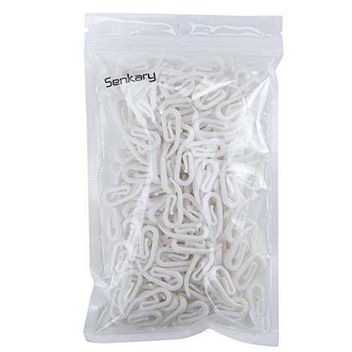 senkary 200 Stück Kunststoff Vorhang Haken Vorhang für die Dusche Haken 2,8 von 1,2 cm für Tür Vorhängen und Fenster Vorhang, weiß - 7