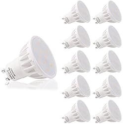 LOHAS® No-Regulable 6Watt GU10 LED Bombillas, Equivalente a 50Watt Lámpara Incandescente, Blanco Calído 3000K, 500lm, 120 ° ángulo de haz, Ultra Brillante LED Bombillas, Paquete de 10 Unidades