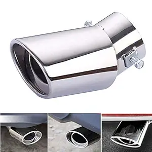 Automaze Universal Fit Car Exhaust Tail Muffler Tip Show Pipe 60mm, Curved Oval, Stainless Steel