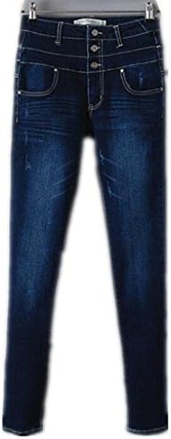 Wgwioo Women'S Deep Jeans Stretch Destroy Skinny Ripped Distressed Pants Slim Pocket Classic Long Button Loose Solid Color Casual . 44