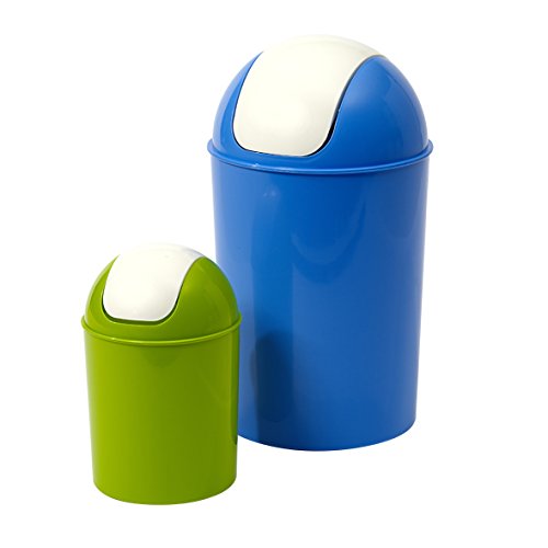 Axentia Mülleimer mit Schwingdeckel, Abfallbehälter für die Küche, Bad oder Kinderzimmer, geruchsdicht, 7 Liter Kosmetikeimer, Ø ca. 20 cm, Höhe: ca. 31 cm, blau, grün oder weiss - 2