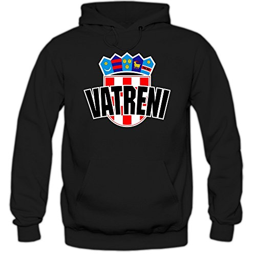 Kroatien EM 2016 #4 Kapuzenpullover | Herren | HRVATSKA | Kockasti | Trikot | Nationalmannschaft, Farbe:Schwarz (Black F421);Größe:XL