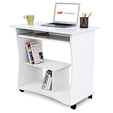 mesa ordenador 80 cm Escritorio con bandeja extraible y ruedas.