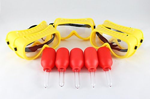 Beachers Jumbo Eyedroppers for Kids | Safe Science Supplies for Children | 5 Squeezable Droppers with 5 Pairs of Safety Goggles