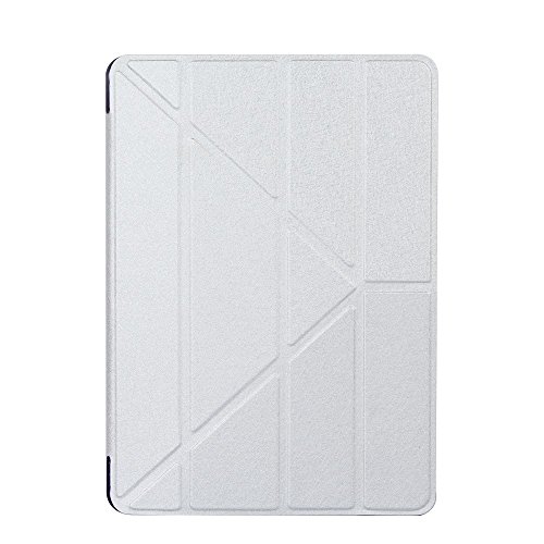 für iPad 9.7-inch (2017) Silk Texture Origami Stand Smart Leather Sleep Tasche Hüllen Schutzhülle- Silver