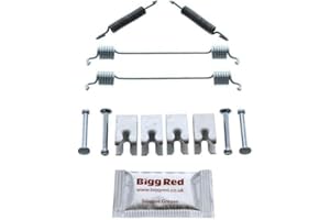 Bigg Red - Parking Hand Brake Shoe Fitting Kit - Models with Vin, Vnk and Rear Brakes Drum dia 203mm, Shoe width 38mm - Compatible with Selected Models