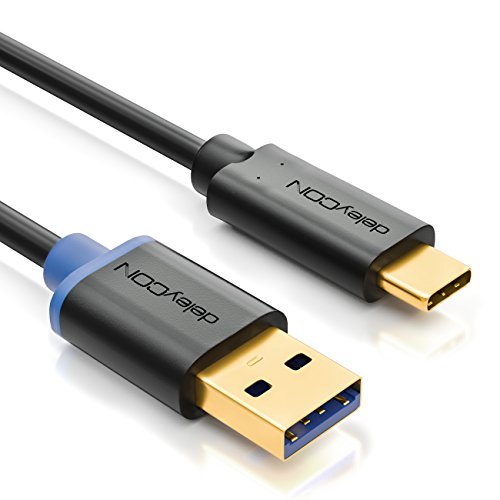 deleyCON 3m USB Kabel / Stecker Typ 3.1 / C auf A / USB 3.0 Speed 5 Gbit/s / Ladekabel Datenkabel / für z.B. Smartphone / PC / Notebook / Ladegerät – Schwarz - 2