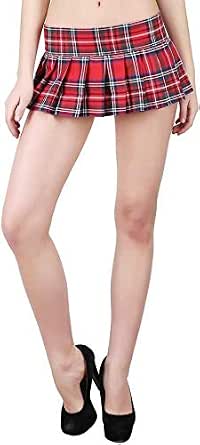 Checkered Pleated Micro Mini Skirt 