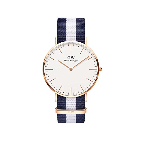 Daniel Wellington - Reloj analógico para caballero de nailon blanco