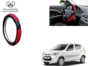 Universal Hub- Ring Type Car Steering Wheel Cover (Ultimate Black Red) for - Alto 800