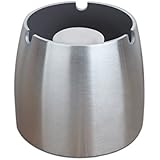 Ashtray, Newness Stainless Steel Windproof Unbreakable Modern Tabletop Ashtray, Cigarette Ash Holder for Home Office Decoration, Silver (Large)