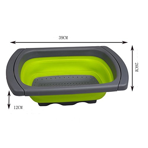 UMEI Küche Sieb Faltbare Wannen Silikon Sieb (rechteck, grün) - 4