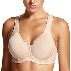 SYROKAN-Sujetador Deportivo de Alto Impacto Copas Moldeadas para Mujer Beige - A262 ES:100D (EU 85D)