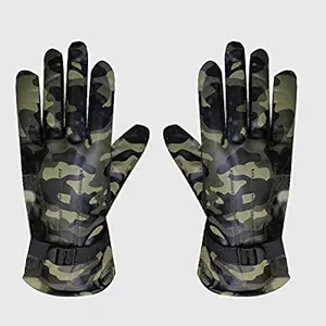 Generic Warm Winter Army Green Waterproof Gloves Inside Fur for Men & Women Large Size_017