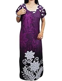 Indiatrendzs Women's Nighty Cotton Printed Purple Sleepwear Maxi Dress Chest : 50"