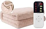 DHFUIH Couverture électrique Intelligente à température constante, Couvre-Matelas Chauffant intégré au système de Protection Contre la surchauffe avancé Temps de réchauffement Rapide - Non Lavable