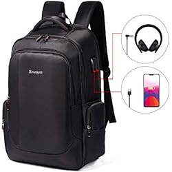 Xnuoyo 17,3 Pouces Sac à Dos Homme Ordinateur Portable D'affaires, 55L Grande Capacité Imperméable avec 2 Compartiments pour Ordinateur Portable Port de Chargement USB pour Voyage Affaires Femme, Noir