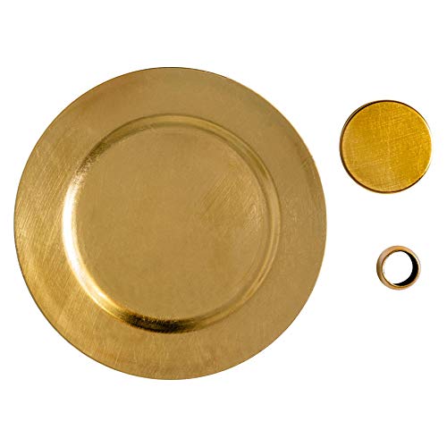 Argon Tableware Juego de bajoplatos, Posavasos y servilleteros - Forma Circular - Dorado - Pack de 18 (6 de Cada)