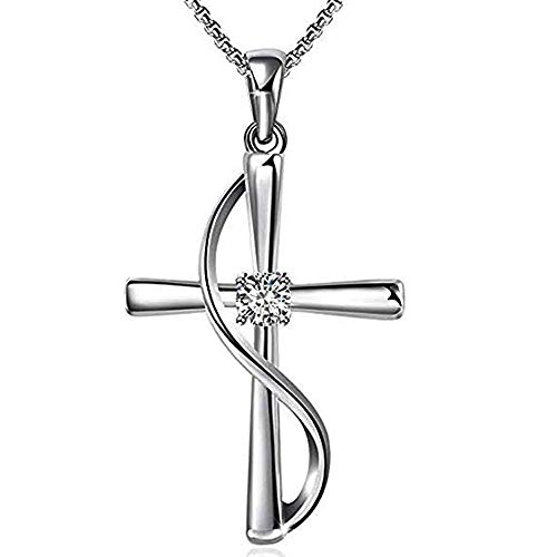 Angelady Collier Pendentif Croix Argent pour Femme avec des Cristaux Swarovski Bijoux Ensemble Argent Or Rose pour Femme Cadeau Anniversaire Femme Maman